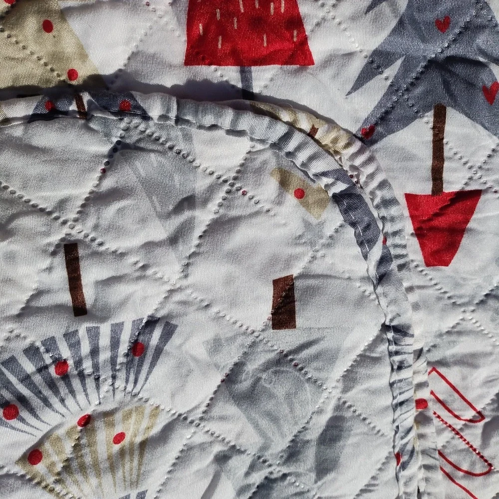 RT‎ Designer's Collection Christmas Tree Blanket 82x82 Red Gray Holiday Decor